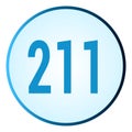 Number 211 symbol or logo with round frame in blue gradient color Royalty Free Stock Photo