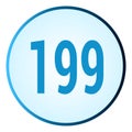 Number 199 symbol or logo with round frame in blue gradient color