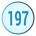 Number 197 symbol or logo with round frame in blue gradient color