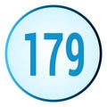 Number 179 symbol or logo with round frame in blue gradient color Royalty Free Stock Photo