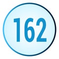 Number 162 symbol or logo with round frame in blue gradient color Royalty Free Stock Photo