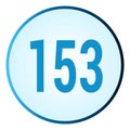 Number 153 symbol or logo with round frame in blue gradient color Royalty Free Stock Photo
