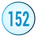 Number 152 symbol or logo with round frame in blue gradient color Royalty Free Stock Photo