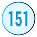 Number 151 symbol or logo with round frame in blue gradient color Royalty Free Stock Photo