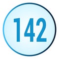 Number 142 symbol or logo with round frame in blue gradient color Royalty Free Stock Photo