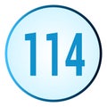 Number 114 symbol or logo with round frame in blue gradient color Royalty Free Stock Photo