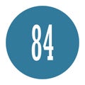 84 numeral logo with round frame in blue color
