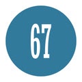 67 numeral logo with round frame in blue color