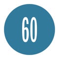 60 numeral logo with round frame in blue color