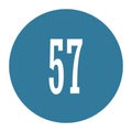 57 numeral logo with round frame in blue color