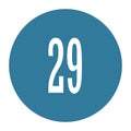 29 numeral logo with round frame in blue color