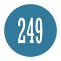 249 numeral logo with round frame in blue color