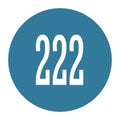 222 numeral logo with round frame in blue color