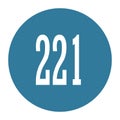 221 numeral logo with round frame in blue color