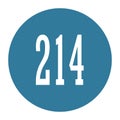 214 numeral logo with round frame in blue color