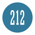 212 numeral logo with round frame in blue color