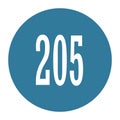 202 numeral logo with round frame in blue color