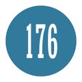 176 numeral logo with round frame in blue color