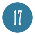 17 numeral logo with round frame in blue color