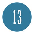 13 numeral logo with round frame in blue color