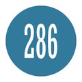 286 numeral logo with round frame in blue color