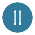 11 numeral logo with round frame in blue color