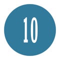 10 numeral logo with round frame in blue color