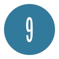 9 numeral logo with round frame in blue color