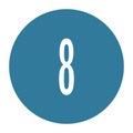 8 numeral logo with round frame in blue color