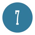 7 numeral logo with round frame in blue color