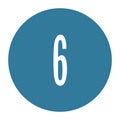 6 numeral logo with round frame in blue color