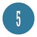 5 numeral logo with round frame in blue color