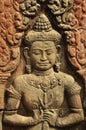 Angkor, Cambodia. Khmer temple sculpture detail