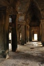 Angkor, Cambodia. Stone corridor and pillars