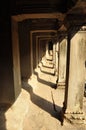 Angkor, Cambodia. Stone corridor and pillars