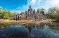 Angkor Thom Cambodia. Bayon khmer temple on Angkor Wat Royalty Free Stock Photo