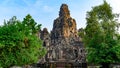 Angkor Thom, Khmer Temple, Siem Reap, Cambodia. It is famous because of the oversized smiling faces of the multi-headed statues Royalty Free Stock Photo