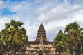 Angkor Vata main tower against a cloudy sky