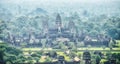 Angkor Wat aerial view in vintage camera style, Siem Reap, Cambodia Royalty Free Stock Photo