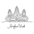 Angkor Wat temple, Cambodia continuous line vector illustration