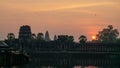 Angkor wat in Cambodia caught with a vibrant sunrise Royalty Free Stock Photo