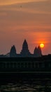 Angkor wat in Cambodia caught with a vibrant sunrise Royalty Free Stock Photo