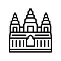 Angkor Wat, Cambodia, thom, stone temple fully editable vector icons Royalty Free Stock Photo