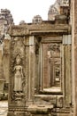 Angkor Wat complex temple in Cambodia. Traditional dance sculpture in temple. Royalty Free Stock Photo