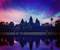 Angkor Wat - famous Cambodian landmark on sunrise Royalty Free Stock Photo