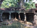 Angkor Wat in Siem Reap, Cambodia. Ancient Khmer stone temple ruins in jungle forest Royalty Free Stock Photo