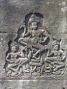 Angkor Wat in Siem Reap, Cambodia. Apsara carved on the wall of Khmer ancient temple Royalty Free Stock Photo