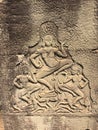 Angkor Wat in Siem Reap, Cambodia. Apsara carved on the wall of Khmer ancient temple Royalty Free Stock Photo