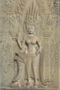 Angkor Wat, Siem Reap, Cambodia.Carved Art Sand stone sculpture on the wall at Angkor Wat. Apsara is an angle of ancient Cambodia