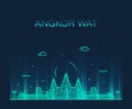 Angkor Wat skyline Cambodia vector linear style